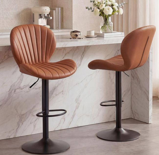 Adjustable Faux Leather Swivel Bar Stools (Set of 2)